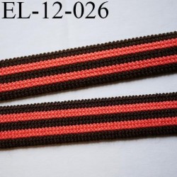 élastique 12 mm plat souple belle qualité couleur orange et marron largeur 12 mm prix au mètre