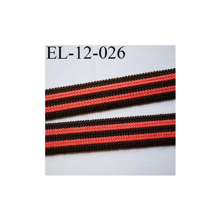 élastique 12 mm plat souple belle qualité couleur  orange et marron largeur 12 mm prix au mètre