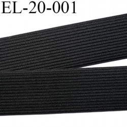 élastique 20 mm plat souple largeur 20 mm couleur noir prix au mètre