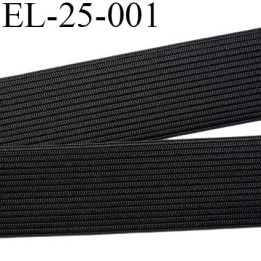 élastique 25 mm plat souple  largeur 25 mm couleur noir vendu au mètre
