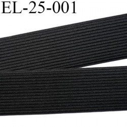 élastique 25 mm plat souple largeur 25 mm couleur noir vendu au mètre