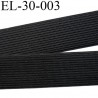 élastique plat très belle qualité couleur noir largeur 30 mm plus fin et plus souple que la référence EL-30-002 prix au mètre