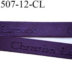 Elastique bretelle 12 mm  ou lingerie couleur violet nuit en surpiqure inscription Christian Lacroix prix au prix