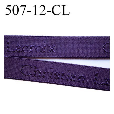 Elastique bretelle 12 mm ou lingerie couleur violet nuit en surpiqure inscription Christian Lacroix prix au prix