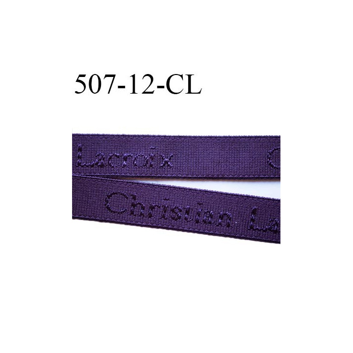 Elastique bretelle 12 mm  ou lingerie couleur violet nuit en surpiqure inscription Christian Lacroix prix au prix