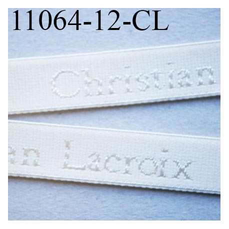Elastique bretelle 12 mm ou lingerie couleur perle en surpiqure inscription Christian Lacroix prix au prix