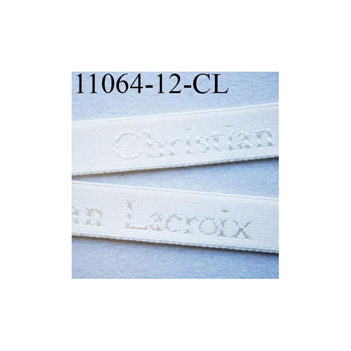 Elastique bretelle 12 mm  ou lingerie couleur perle en surpiqure inscription Christian Lacroix prix au prix