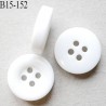 Bouton pvc 15 mm couleur blanc blanc brillant 4 trous épaisseur 4.5 mm diamètre 15 mm