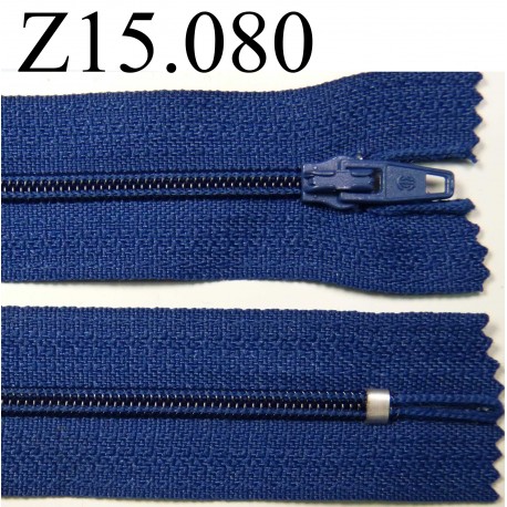 fermeture longueur 15 cm couleur bleu non séparable zip nylon largeur 2,5 cm