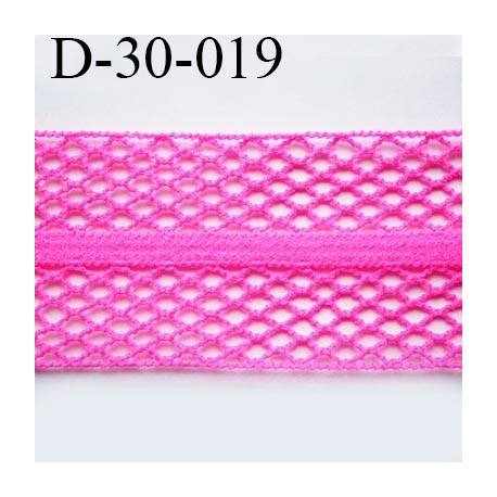 Dentelle résille 30 mm couleur rose fushia fluo lycra extensible largeur 30 mm prix au mètre