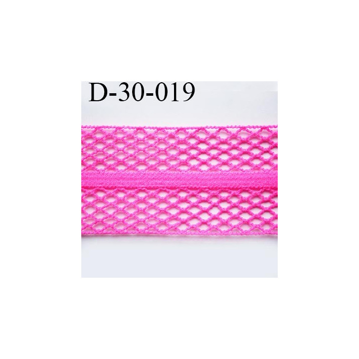 Dentelle résille 30 mm couleur rose fushia fluo lycra extensible largeur 30 mm prix au mètre