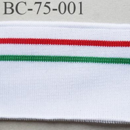 Bord-Côte  75 mm jersey synthétique bord cote largeur 75 mm longueur 1.10 mètre couleur blanc vert  rouge prix a la pièce