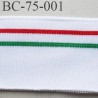Bord-Côte 75 mm jersey synthétique bord cote largeur 75 mm longueur 1.10 mètre couleur blanc vert rouge prix a la pièce