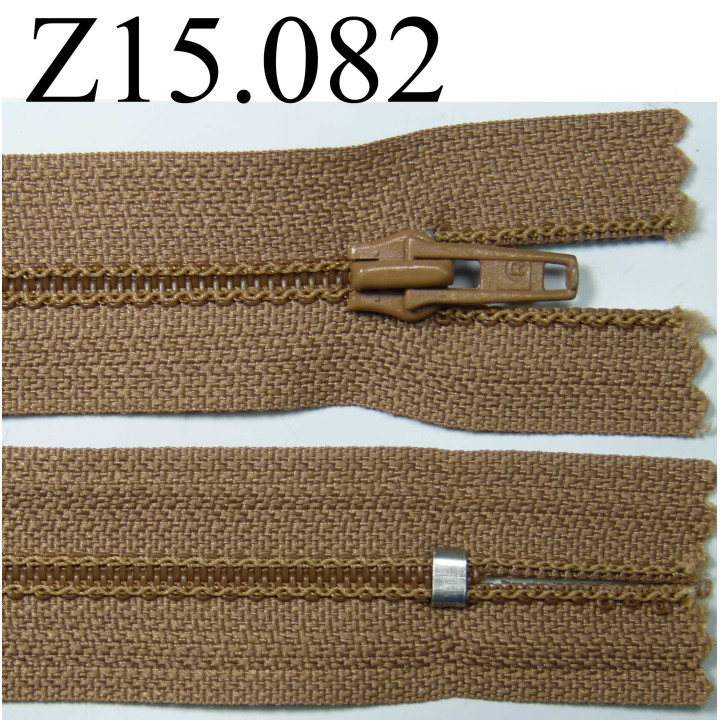 fermeture longueur 15 cm couleur marron  non séparable zip nylon largeur 2,5 cm