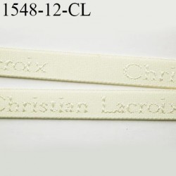 Elastique bretelle 12 mm lingerie couleur marron foncé en surpiqure inscription Christian Lacroix haut de gamme prix au mètre