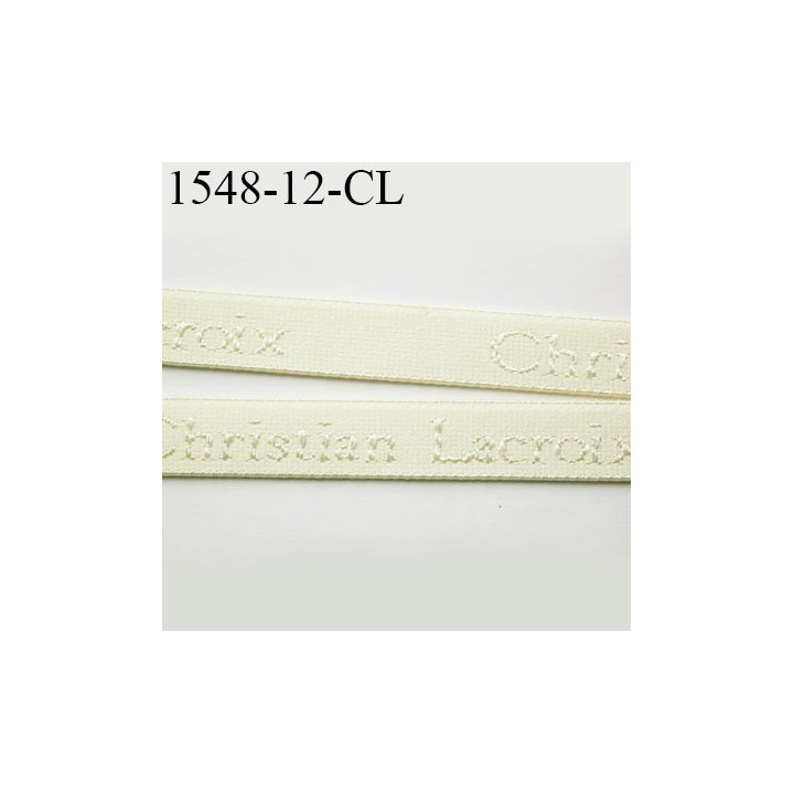 Elastique bretelle 12 mm lingerie couleur marron foncé en surpiqure inscription Christian Lacroix haut de gamme prix au mètre