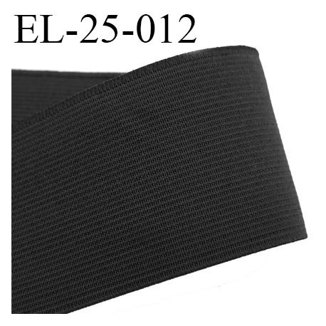 Elastique 25 mm plat très très belle qualité couleur noir brillant forte élasticité style brodé largeur 25 mm prix au mètre