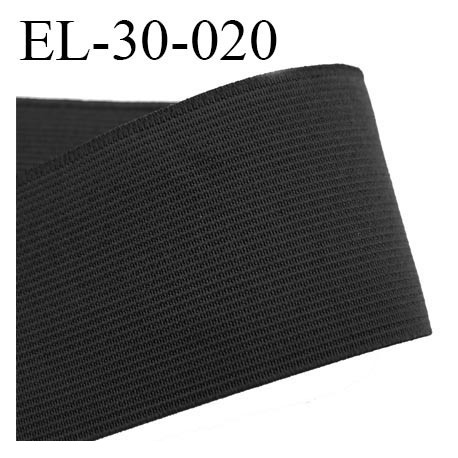 Elastique 30 mm plat très très belle qualité couleur noir brillant forte élasticité style brodé largeur 30 mm prix au mètre