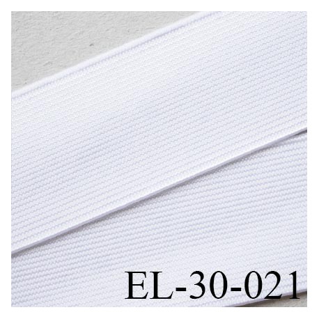 Elastique 30 mm plat très très belle qualité couleur blanc brillant forte élasticité style brodé largeur 30 mm prix au mètre