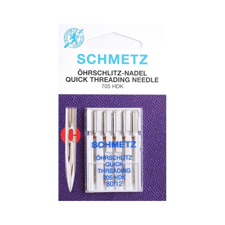 Aiguille schmetz ohrschlitz quick theading  705 HDK 80 12 boite de 5 aiguilles