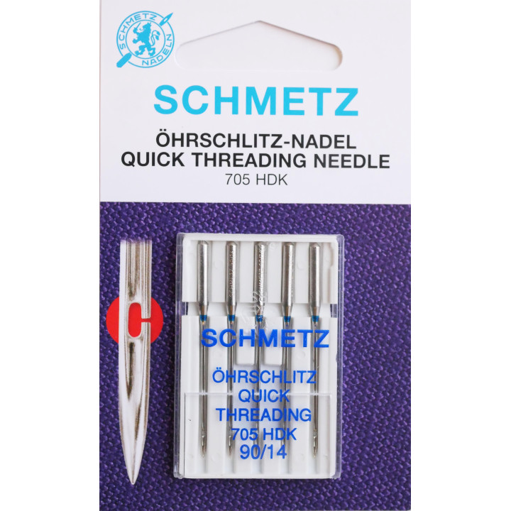 Aiguille schmetz ohrschlitz quick theading  705 HDK 90 14 boite de 5 aiguilles