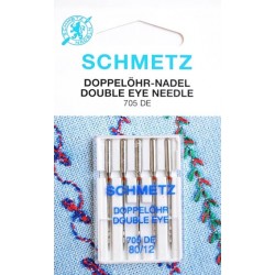 Aiguille schmetz Doppelohr Nadel Double Eye Needle 705 DE 80 12 la boite de 5 aiguilles