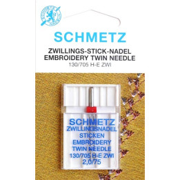 Aiguille schmetz Zwillingsnadel Sticken Embroidery Twin Needle 130 705 H E zwi  2.0 75
