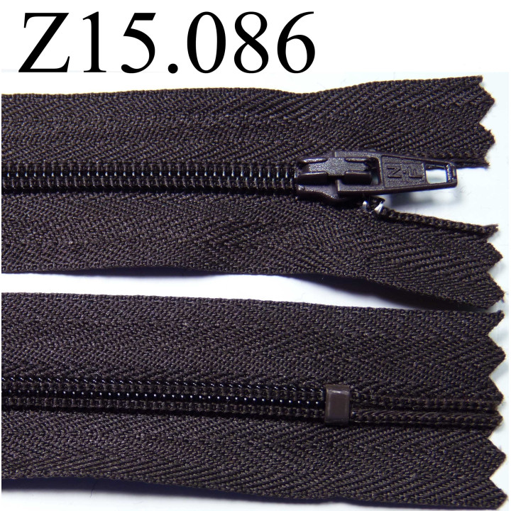 fermeture longueur 15 cm couleur marron  non séparable zip nylon largeur 2,5 cm