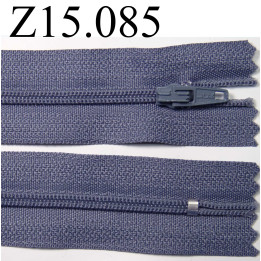 fermeture longueur 15 cm couleur bleu gris  non séparable zip nylon largeur 2,5 cm