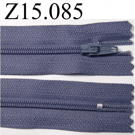 fermeture longueur 15 cm couleur bleu gris non séparable zip nylon largeur 2,5 cm