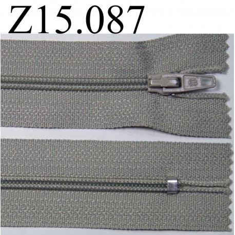 fermeture longueur 15 cm couleur gris non séparable zip nylon largeur 2,5 cm