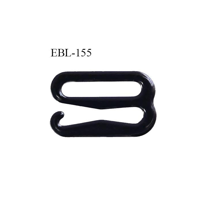 Crochet métal 15 mm plastifié couleur noir brillant largeur intérieur de passage de bretelle 15 mm haut de gamme prix / pièce