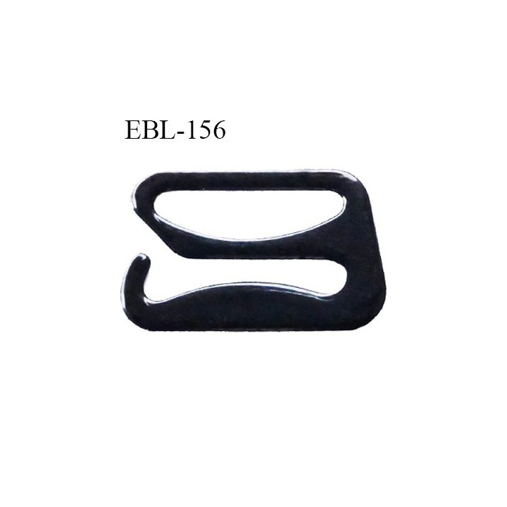 Crochet métal 16 mm plastifié couleur noir brillant largeur intérieur de passage de bretelle 16 mm haut de gamme prix / pièce
