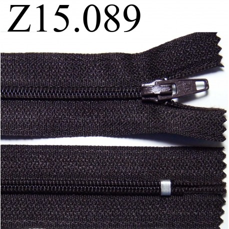 fermeture longueur 15 cm couleur marron très foncé non séparable zip nylon largeur 2,5 cm
