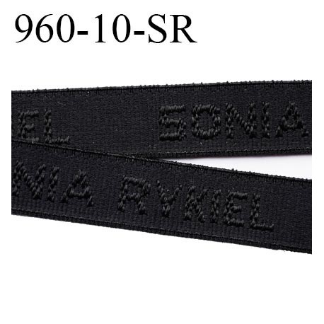 élastique de marque sonia rykiel inscription en surpiquage couleur noir largeur 10 mm vendue au mètre