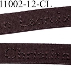 Elastique bretelle 12 mm ou lingerie couleur marron foncé en surpiqure inscription Christian Lacroix prix au mètre