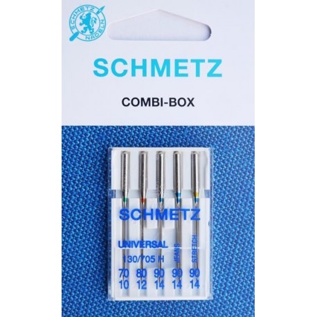 Aiguille Schmetz Universal 130/705 H combi box de 70 10 a 90 14 la boite de 5  aiguilles - mercerie-extra