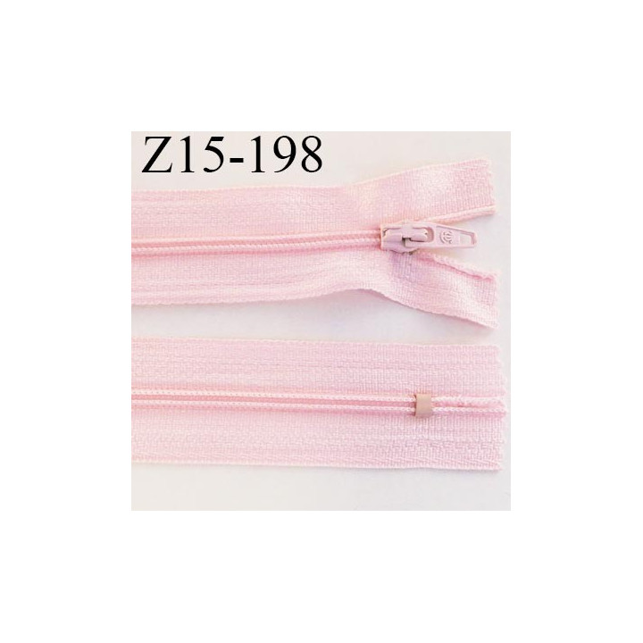 fermeture 15 cm zip glissière  couleur rose non séparable longueur 15 cm largeur 2.5 cm zip nylon largeur de la glissière  4 mm