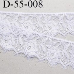 Dentelle 55 mm blanche morceau de 160 cm synthétique couleur blanc lumineux motif fleur largeur 55 mm prix du morceau