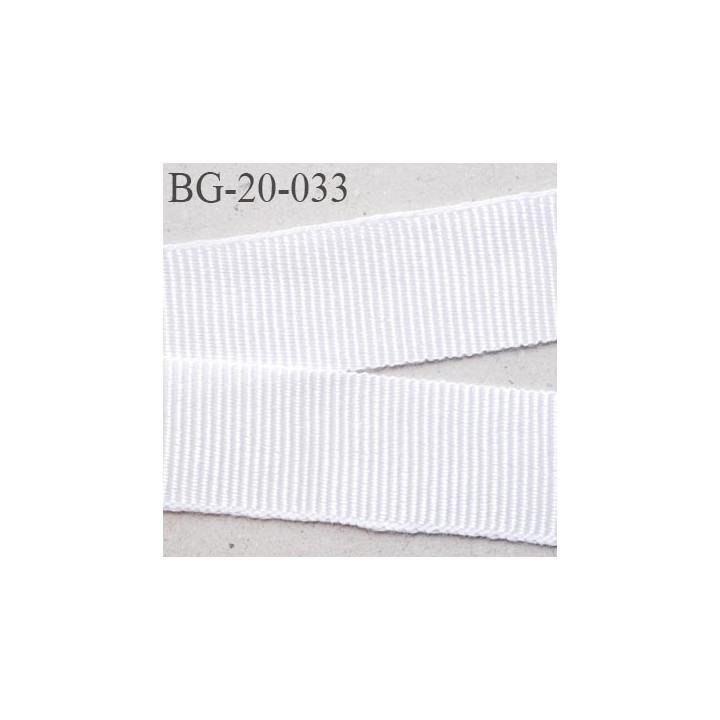 Galon ruban 20 mm passementerie gros grain coton  largeur 20 mm couleur blan brillant très très solide prix au mètre