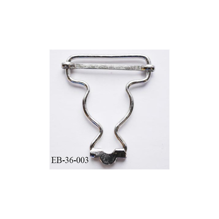 Boucle 36 mm  coulissante salopette en métal chromé largeur 3.6 cm hauteur 4.6 cm passage de sangle 3.2 cm épaisseur 2.2 mm