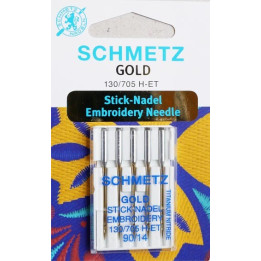 Aiguille schmetz GOLD STICK NADEL EMBROIDERY 130 705 H-ET 90/14  la boite de 5 aiguilles
