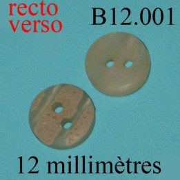 bouton 12 mm  2 trous façon marbré sur la face diàmètre 12 millimètres