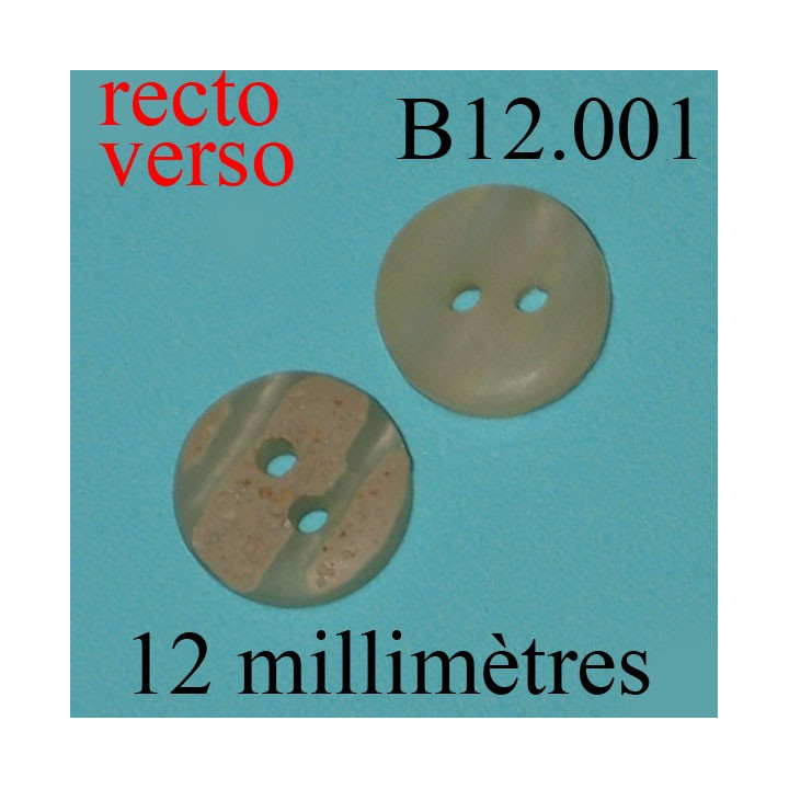 bouton 12 mm  2 trous façon marbré sur la face diàmètre 12 millimètres