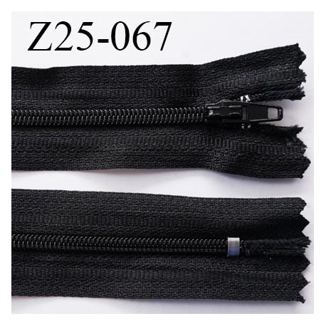 Fermeture zip à glissière noir longueur 25 cm largeur 2.8 cm non séparable glissière nylon largeur 4 mm prix a la pièce