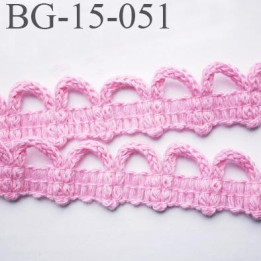 galon coton boutonnière 15 mm  couleur rose largeur 15 mm  prix au mètre