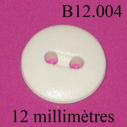bouton 12 mm couleur blanc 2 trous diamètre 12 millimètres