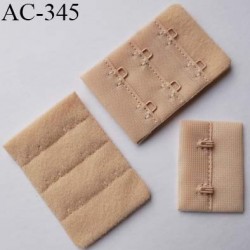 Agrafe attache rallonge extension de soutien gorge 3 rangés 2 crochets largeur 38 mm hauteur 55 mm couleur chair