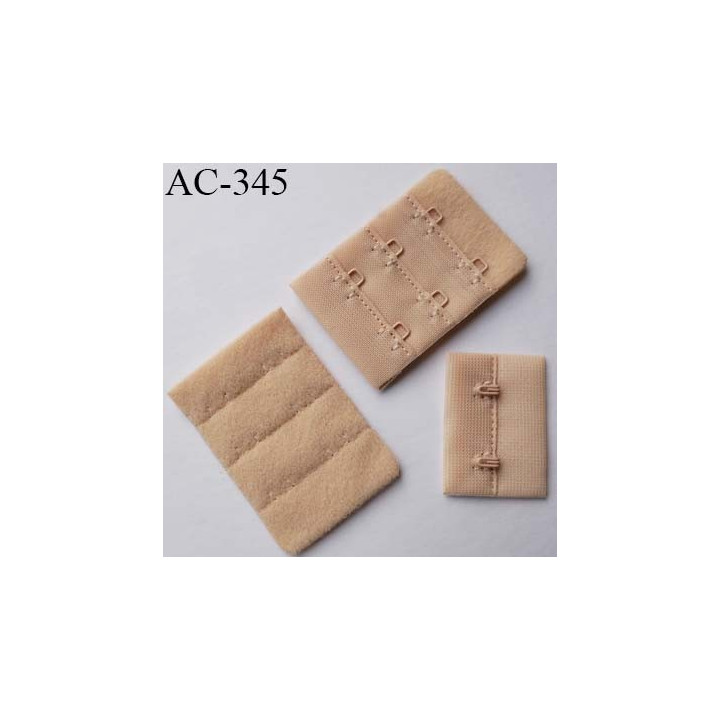 Agrafe attache rallonge extension de soutien gorge 3 rangés 2 crochets largeur 38 mm hauteur 55 mm couleur  chair