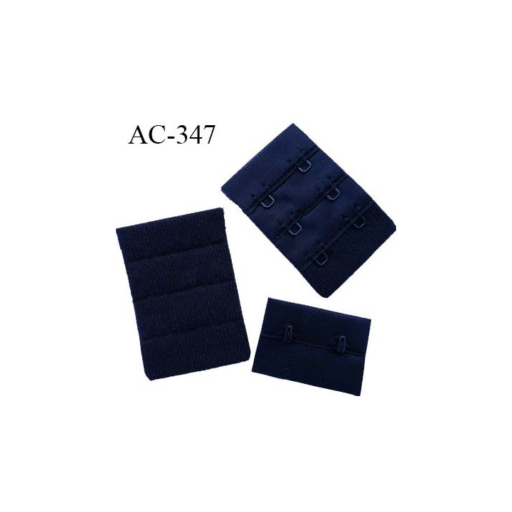 Agrafe attache rallonge extension de soutien gorge 3 rangés 2 crochets largeur 38 mm hauteur 55 mm couleur  noir